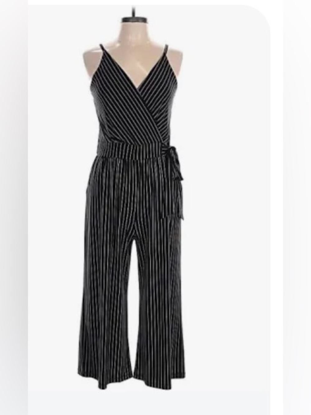 Kaileigh Black Pinstripe Jumpsuit